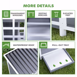 PawHut 2-Piece Chicken Coop and Run Set, for 5-9 Chickens, Light Grey - Additional view 8