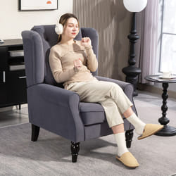 HOMCOM Accent Armchair Home Furniture Retro Tufted Club Fabric Charcoal Grey