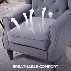 HOMCOM Accent Armchair Home Furniture Retro Tufted Club Fabric Charcoal Grey