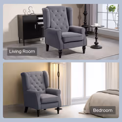 HOMCOM Accent Armchair Home Furniture Retro Tufted Club Fabric Charcoal Grey - Additional view 8