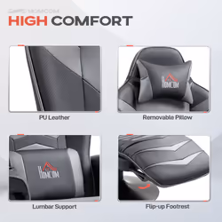 HOMCOM Massage Recliner Chair with Remote, PU Leather Recliner Armchair Grey