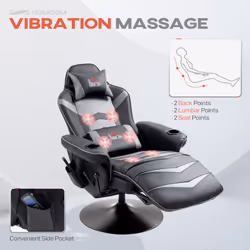 HOMCOM Massage Recliner Chair with Remote, PU Leather Recliner Armchair Grey - Additional view 6