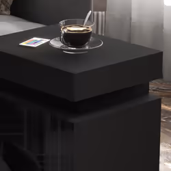 HOMCOM High Gloss Bedside Table with LED Light and 2 Drawers, Black - Additional view 8