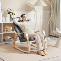 HOMCOM Comfortable Relax Rocking Chair with High Back, Grey