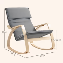 HOMCOM Comfortable Relax Rocking Chair with High Back, Grey