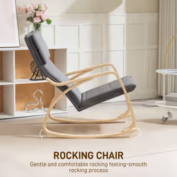 HOMCOM Comfortable Relax Rocking Chair with High Back, Grey