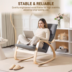 HOMCOM Comfortable Relax Rocking Chair with High Back, Grey - Additional view 5