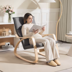 HOMCOM Comfortable Relax Rocking Chair with High Back, Grey - Additional view 6