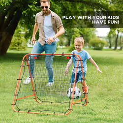 HOMCOM Rebounder Net Football Target Goal with Adjustable Angles, Orange - Additional view 6