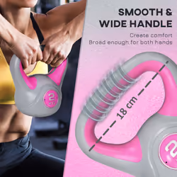 SPORTNOW 2kg Kettle Bell with Handle for Home Gym, Pink and Grey