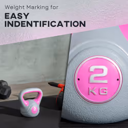 SPORTNOW 2kg Kettle Bell with Handle for Home Gym, Pink and Grey - Additional view 4