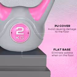 SPORTNOW 2kg Kettle Bell with Handle for Home Gym, Pink and Grey - Additional view 5