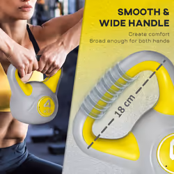 SPORTNOW 4kg Kettle Bell with Handle for Home Gym, Yellow and Grey
