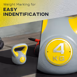 SPORTNOW 4kg Kettle Bell with Handle for Home Gym, Yellow and Grey - Additional view 4