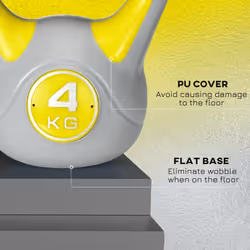 SPORTNOW 4kg Kettle Bell with Handle for Home Gym, Yellow and Grey - Additional view 5