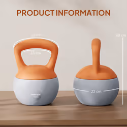 SPORTNOW 12KG Kettlebell with Soft Body and Non-Slip Handle, Orange, Grey