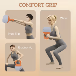 SPORTNOW 12KG Kettlebell with Soft Body and Non-Slip Handle, Orange, Grey - Additional view 4