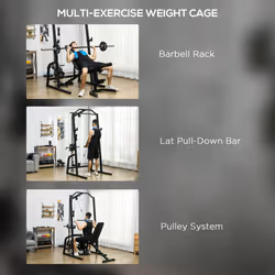 SPORTNOW Smith Machine Power Rack with Pull Up Bar, Lat Pull Down System