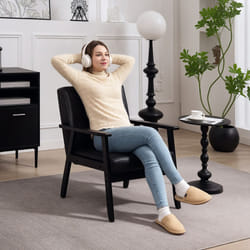 HOMCOM Accent Chair PU Leather Armchair with Armrests for Living Room Black