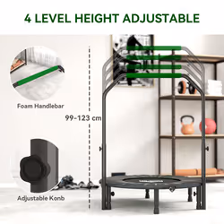 HOMCOM 40" Foldable Mini Fitness Trampoline w/ Foam Handle, Green