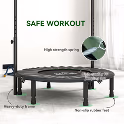 HOMCOM 40" Foldable Mini Fitness Trampoline w/ Foam Handle, Green - Additional view 4