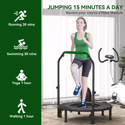 HOMCOM 40" Foldable Mini Fitness Trampoline w/ Foam Handle, Green - Additional view 5