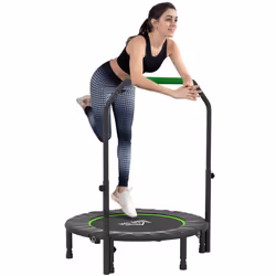 HOMCOM 40" Foldable Mini Fitness Trampoline w/ Foam Handle, Green - Additional view 6