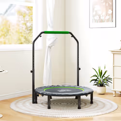 HOMCOM 40" Foldable Mini Fitness Trampoline w/ Foam Handle, Green - Additional view 7