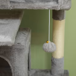 PawHut 138cm Cat Tree with Scratching Posts and Pad, Bed, Condos, Light Grey - Additional view 7