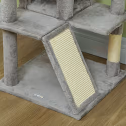 PawHut 138cm Cat Tree with Scratching Posts and Pad, Bed, Condos, Light Grey - Additional view 8