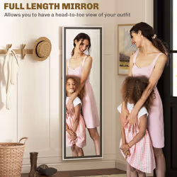 HOMCOM Full Length Mirror, Standing Leaning Wall, 163 x 53 cm, Grey