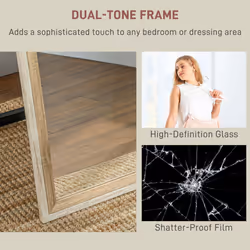 HOMCOM Full Length Mirror, Standing Leaning Wall, 163 x 53 cm, Oak