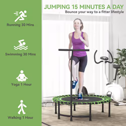 HOMCOM Trampoline Outdoor Bouncer Jumper Adjustable Handle, Green - Additional view 6