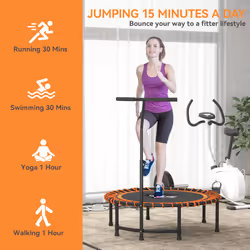 HOMCOM Trampoline Outdoor Bouncer Jumper Adjustable Handle, Orange - Additional view 6