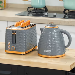 HOMCOM Kettle and Toaster Set 1.7L Rapid Boil Kettle & 2 Slice Toaster - Grey