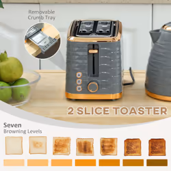 HOMCOM Kettle and Toaster Set 1.7L Rapid Boil Kettle & 2 Slice Toaster - Grey - Additional view 4