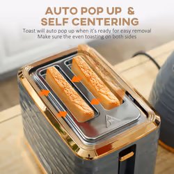HOMCOM Kettle and Toaster Set 1.7L Rapid Boil Kettle & 2 Slice Toaster - Grey - Additional view 5