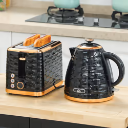 HOMCOM Kettle and Toaster Set 1.7L Rapid Boil Kettle & 2 Slice Toaster - Black
