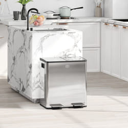 HOMCOM 2 x 20L Dual Kitchen Bin Pedal Bin for Recycling and Waste - Silver