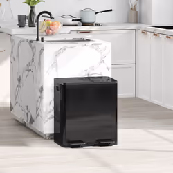 HOMCOM 2 x 20L Dual Kitchen Bin Pedal Bin for Recycling and Waste, Black