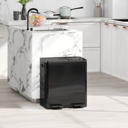 HOMCOM 2 x 20L Dual Kitchen Bin Pedal Bin for Recycling and Waste, Black