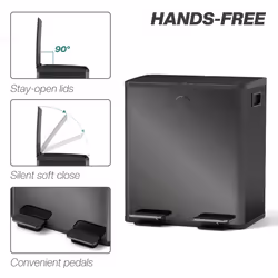 HOMCOM 2 x 20L Dual Kitchen Bin Pedal Bin for Recycling and Waste, Black - Additional view 5