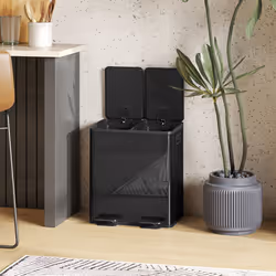 HOMCOM 2 x 20L Dual Kitchen Bin Pedal Bin for Recycling and Waste, Black - Additional view 8