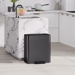 HOMCOM 2 x 20L Double Rubbish Bin, Pedal Bin with Soft-Close Lid, Black