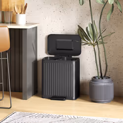HOMCOM 2 x 20L Double Rubbish Bin, Pedal Bin with Soft-Close Lid, Black - Additional view 8