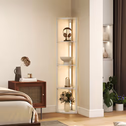 HOMCOM Corner Floor Lamp with Dimmable Warm White LED Light, Oak