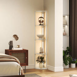HOMCOM Corner Floor Lamp with Dimmable Warm White LED Light, Oak