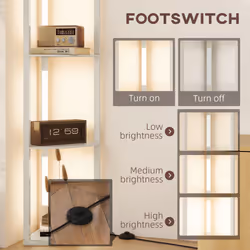 HOMCOM Corner Floor Lamp with Dimmable Warm White LED Light, Oak - Additional view 5