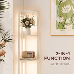 HOMCOM Corner Floor Lamp with Dimmable Warm White LED Light, Oak - Additional view 6