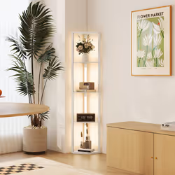 HOMCOM Corner Floor Lamp with Dimmable Warm White LED Light, Oak - Additional view 7